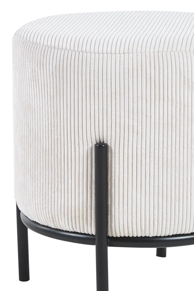 Polsterhocker Ø35 cm Cord-Optik Beige, Ansicht 2