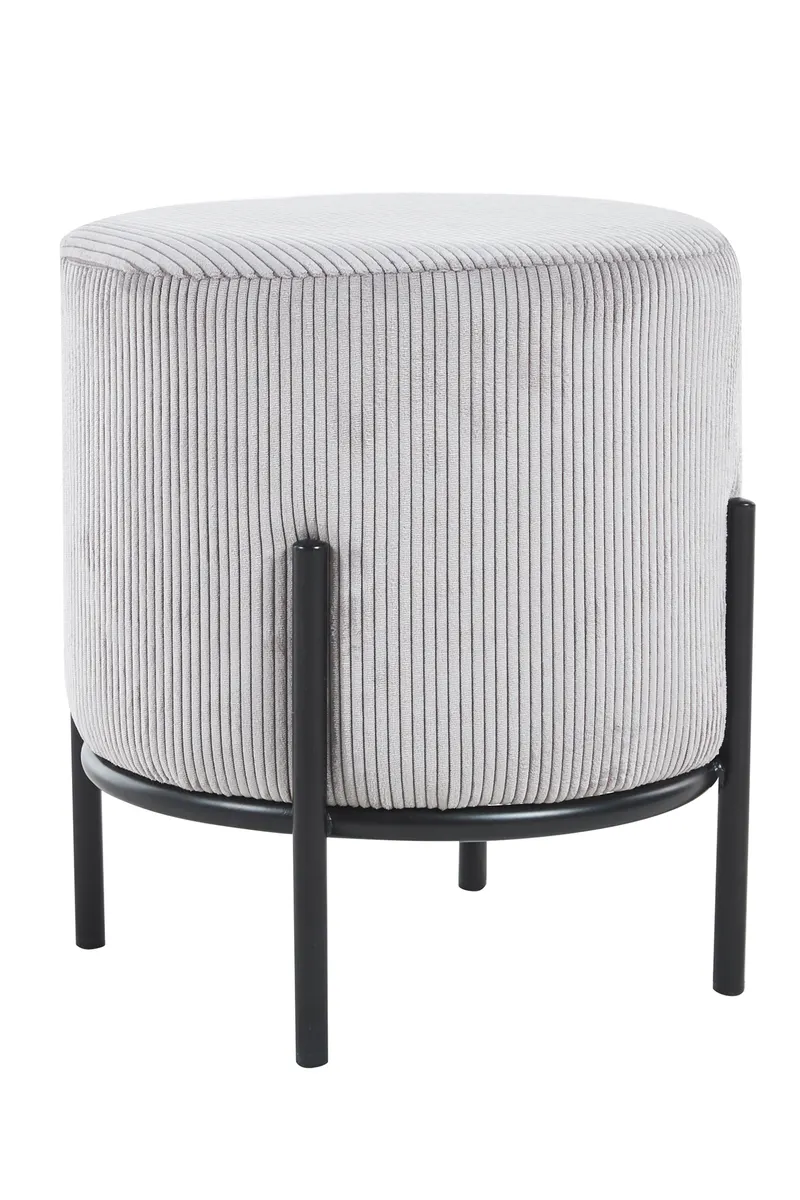 Polsterhocker Ø35 cm Cord-Optik Hellgrau, Ansicht 1