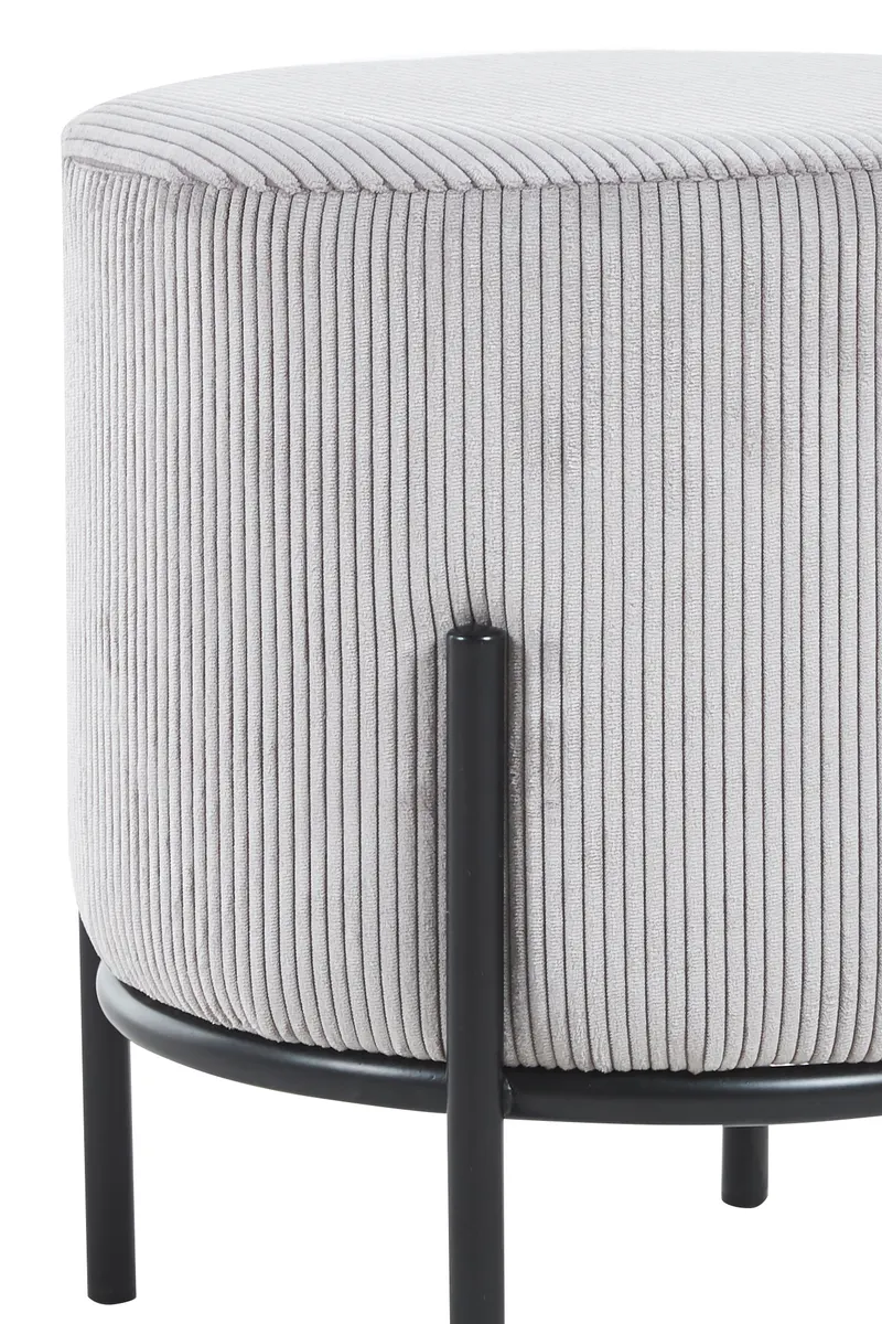 Polsterhocker Ø35 cm Cord-Optik Hellgrau, Ansicht 2