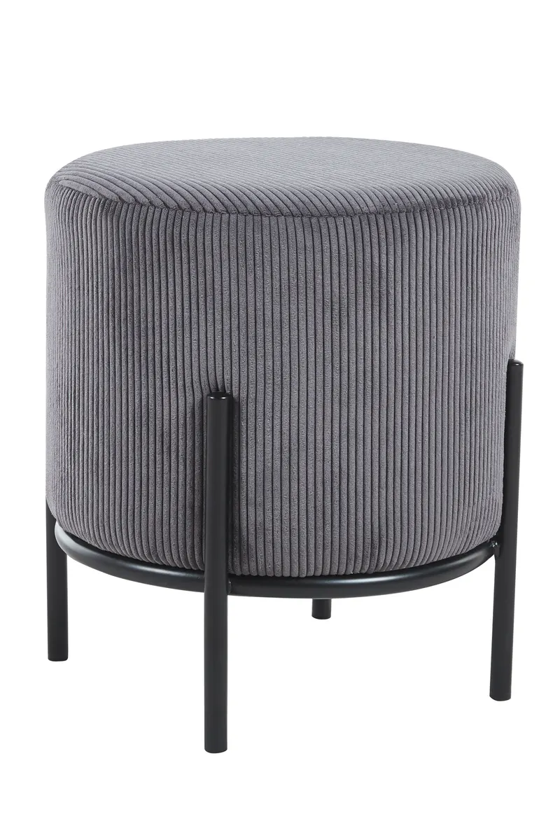 Polsterhocker Ø35 cm Cord-Optik Grau, Ansicht 1