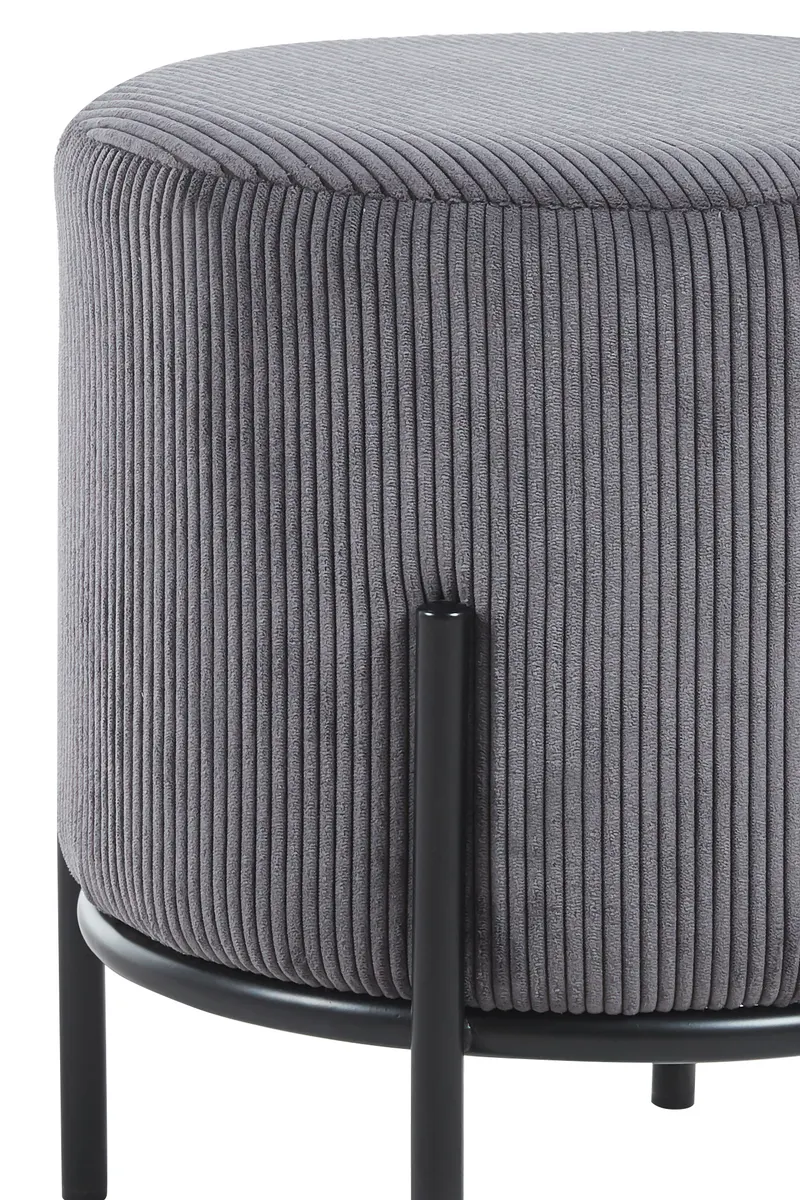 Polsterhocker Ø35 cm Cord-Optik Grau, Ansicht 2