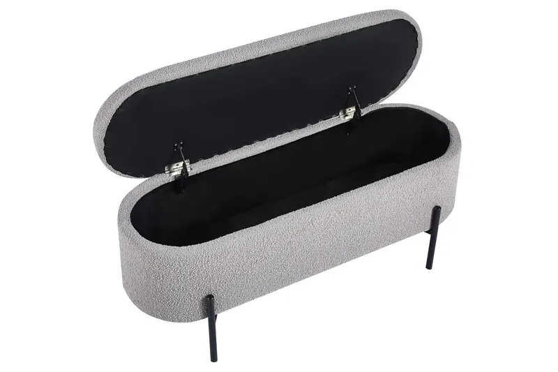 Bettbank mit Stauraumfunktion, Bouclé Taupe, Ansicht 4