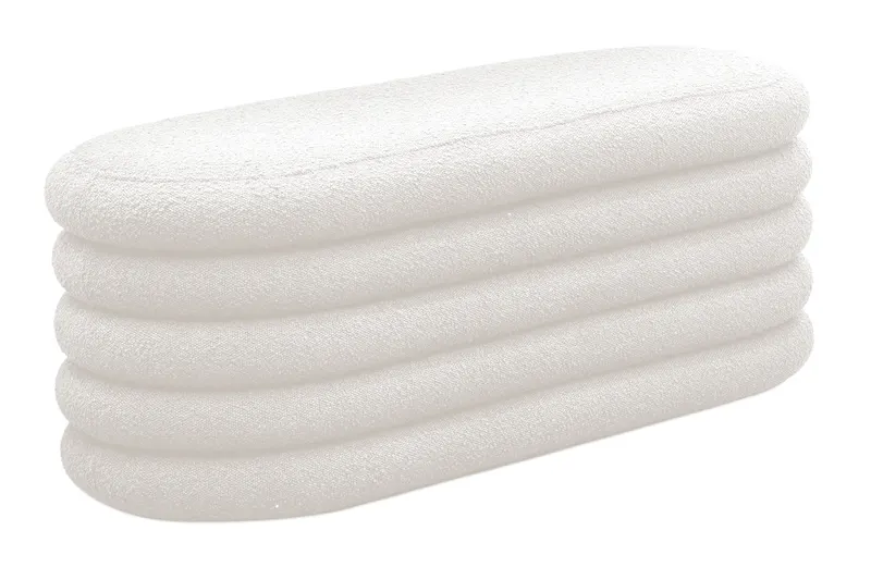 Bouclé Polsterhocker/Bettbank mit Stauraum, Weiß, Ansicht 2