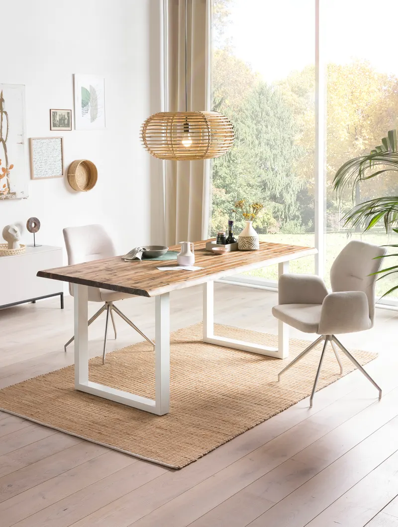 Essgruppe 5-teilig 180 × 90 cm, Akazie und Dunkelblau, Ansicht 4