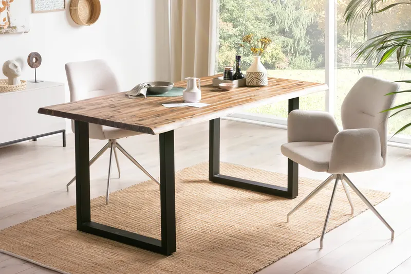 Essgruppe 5-tlg. 160 × 90 cm, Akazie und Dunkelblau, Ansicht 6