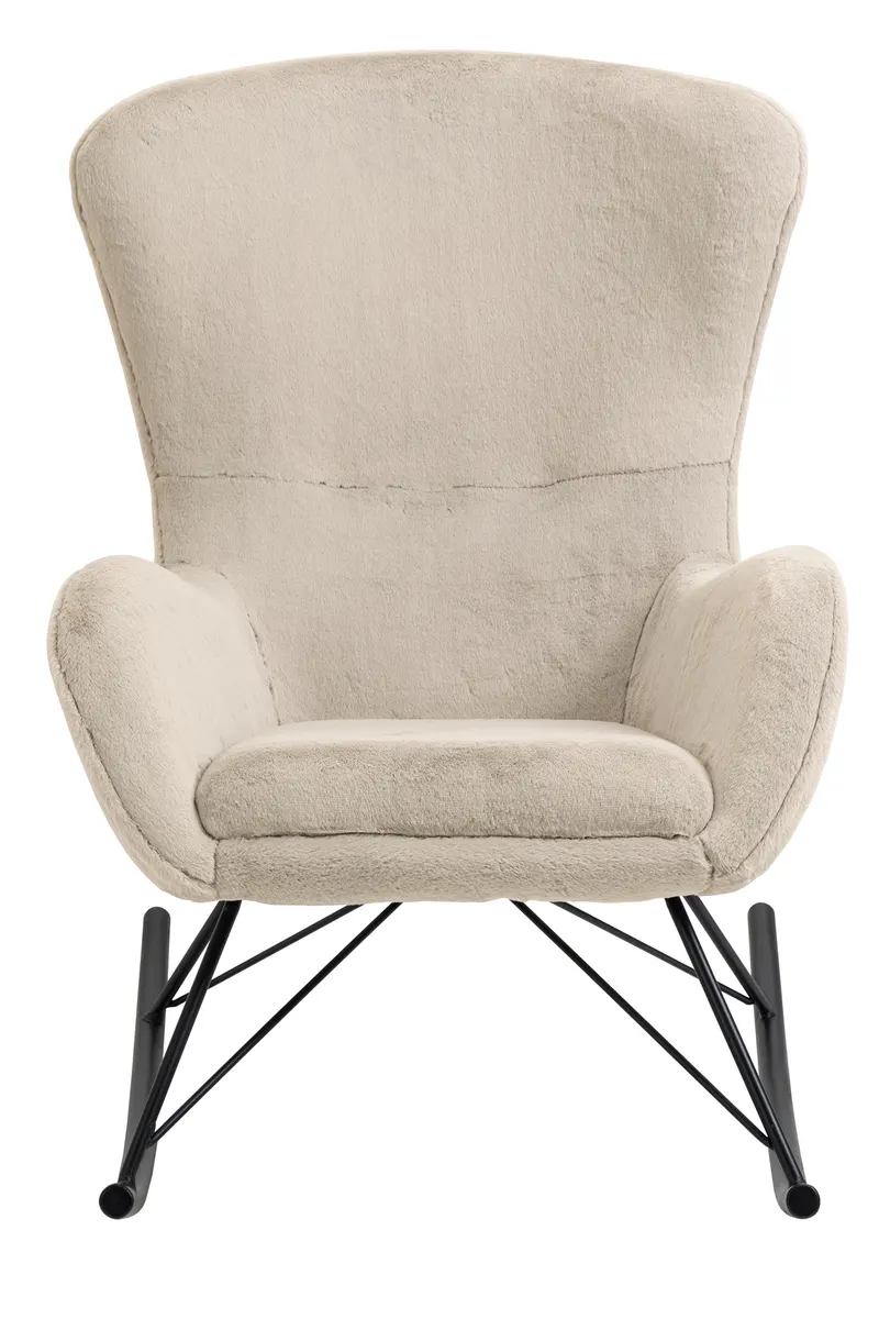 Schaukelstuhl in Lammfelloptik Beige, Ansicht 2
