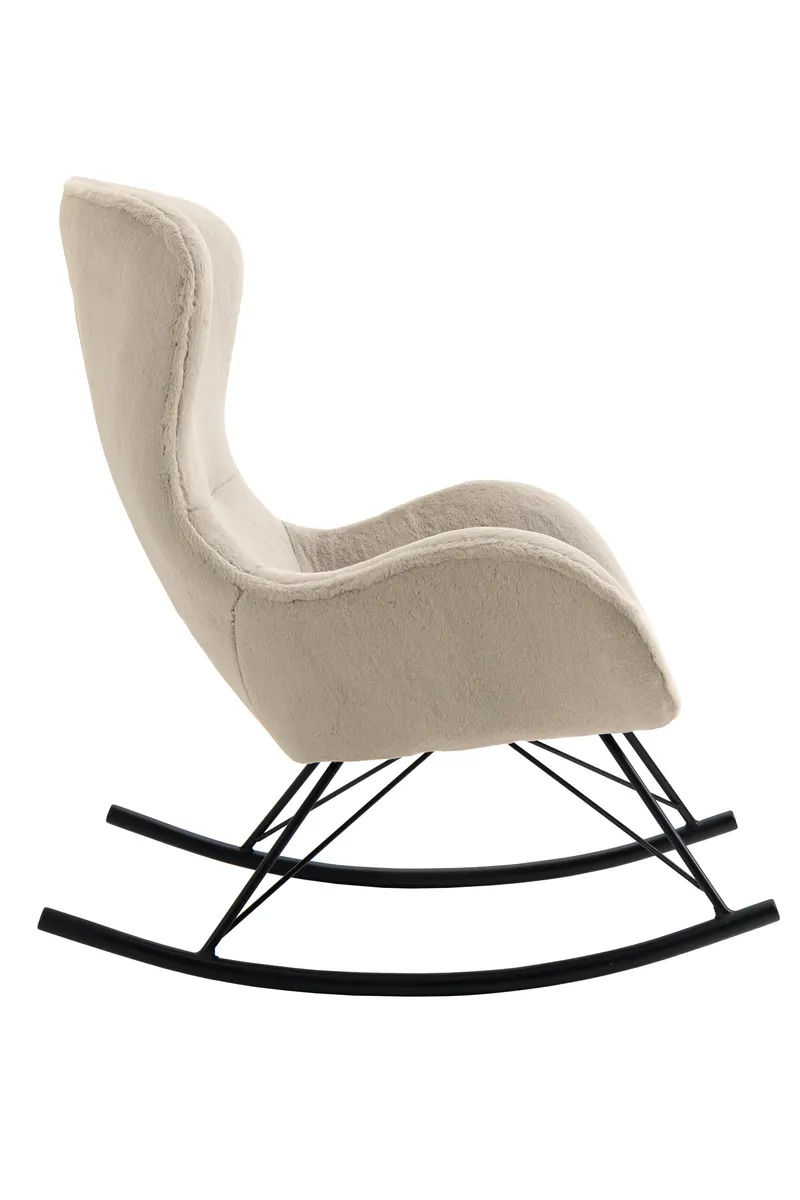 Schaukelstuhl in Lammfelloptik Beige, Ansicht 3