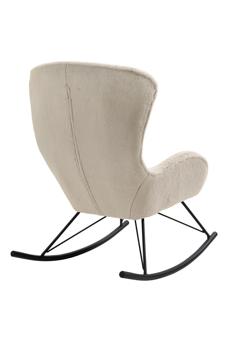 Schaukelstuhl in Lammfelloptik Beige, Ansicht 4