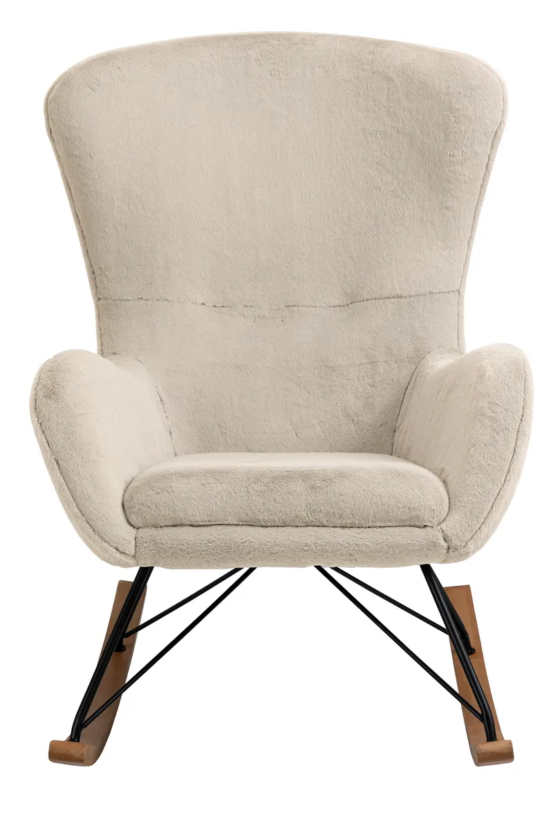 Schaukelstuhl in Lammfelloptik Beige, Ansicht 2