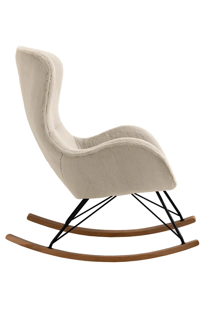 Schaukelstuhl in Lammfelloptik Beige, Ansicht 3