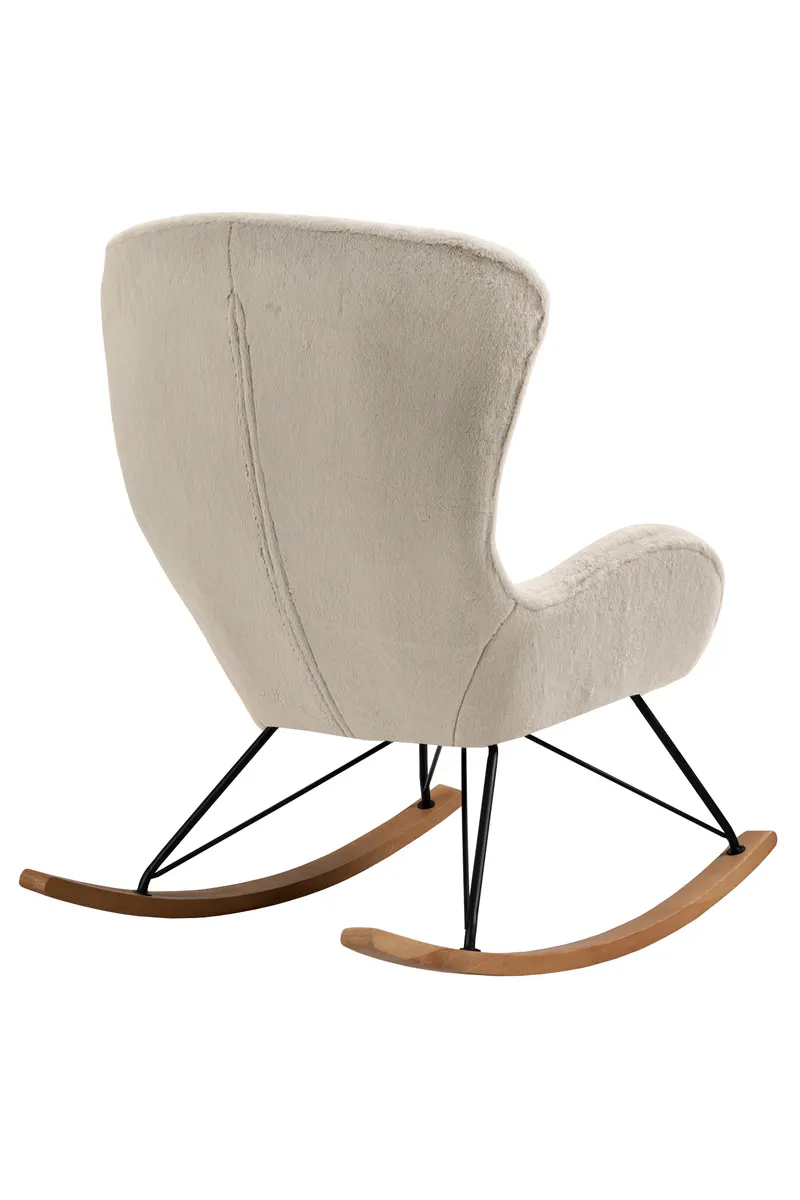 Schaukelstuhl in Lammfelloptik Beige, Ansicht 4