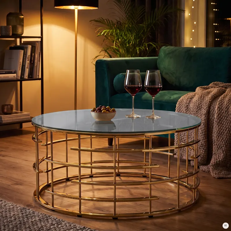 Couchtisch Gold/Grau, Ø 90 cm, Ansicht 4