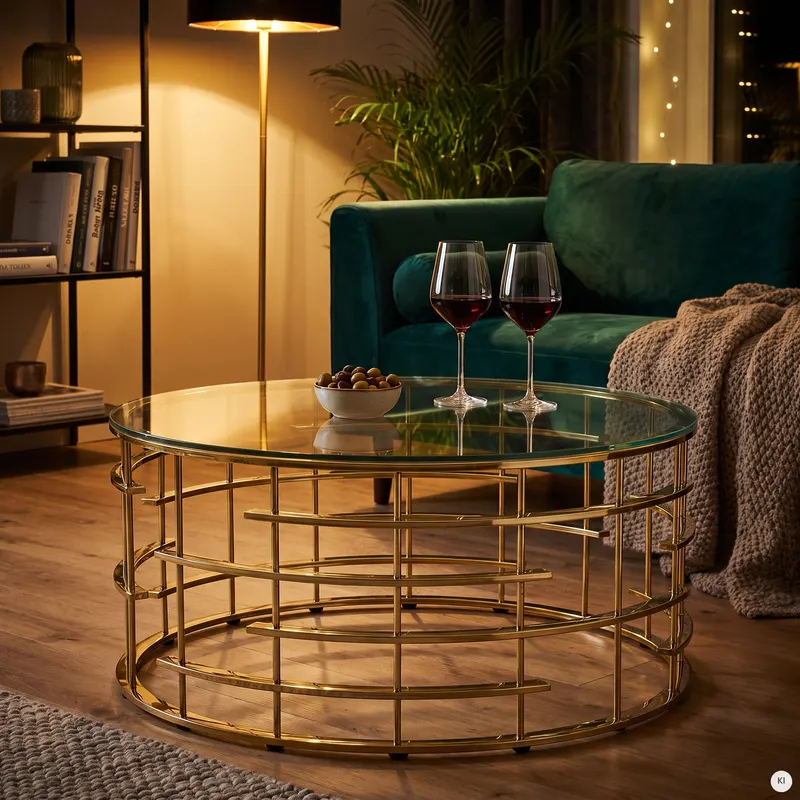 Couchtisch Gold/Klar Ø 90 cm, Ansicht 4