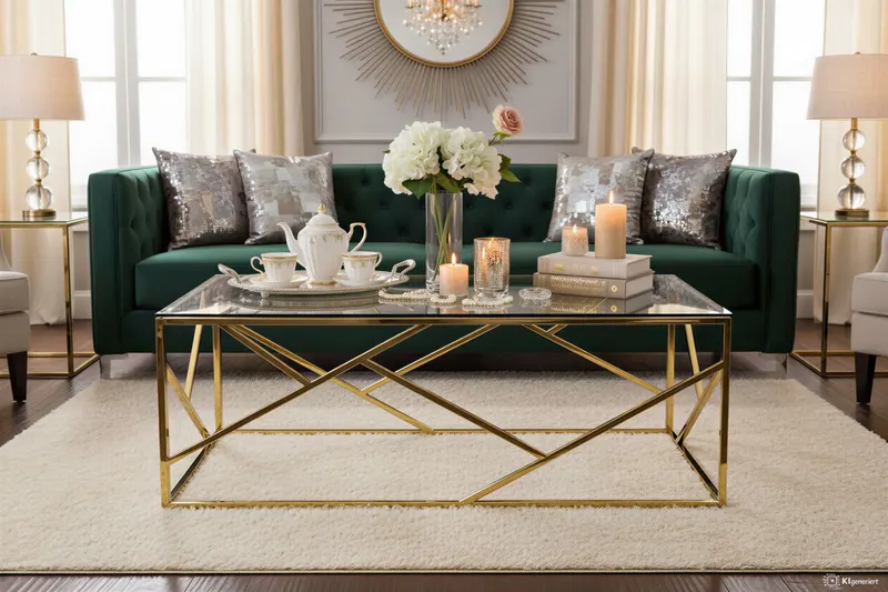 Couchtisch Gold/Grau 120 × 60 cm, Ansicht 2