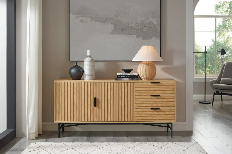 Sideboard 160 cm Eiche-Echtholzfurnier, Ansicht 8