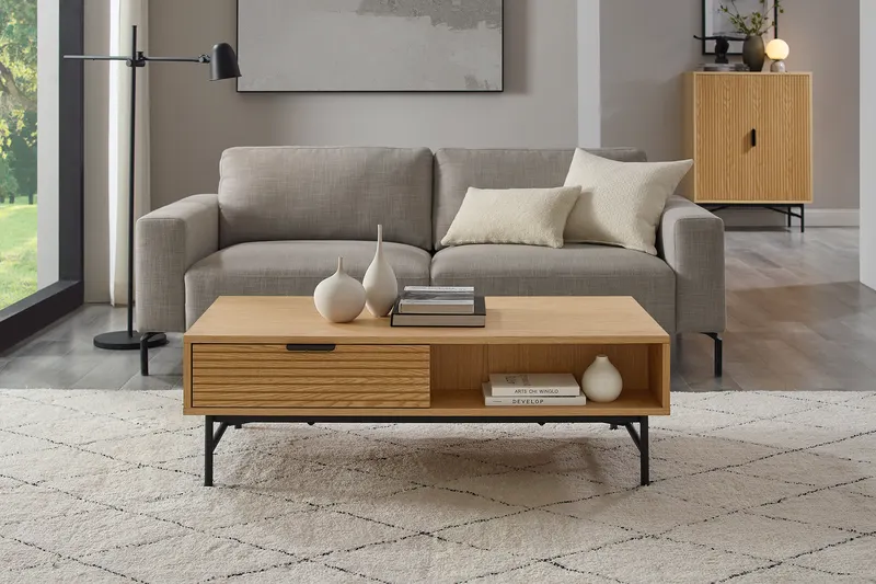 Couchtisch 120 x 60 cm mit Eiche-Echtholzfurnier, Ansicht 7