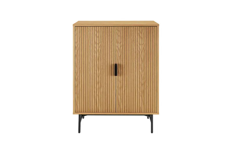 Lyon Kommode 80 cm mit Eiche-Echtholzfurnier, Natur, Schwarz