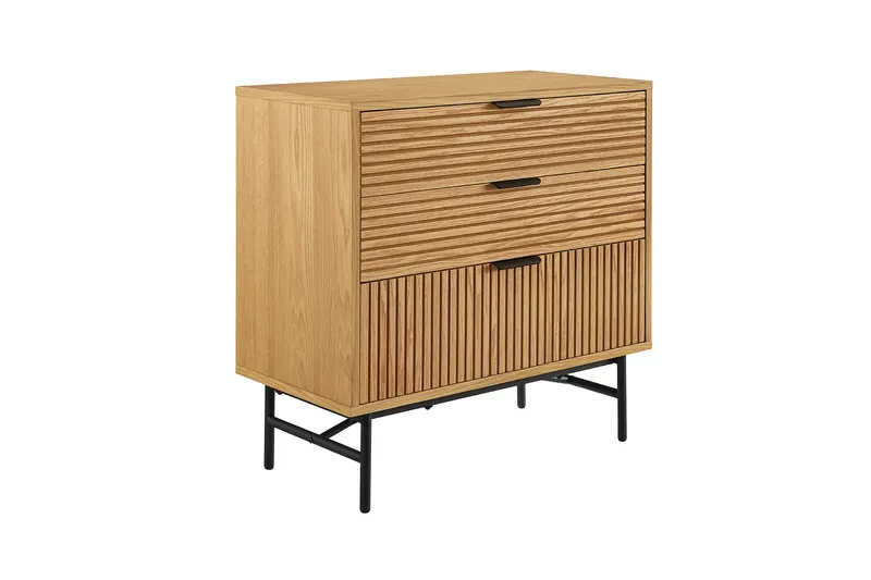 Kommode 80 cm mit Eiche-Echtholzfurnier, Ansicht 2
