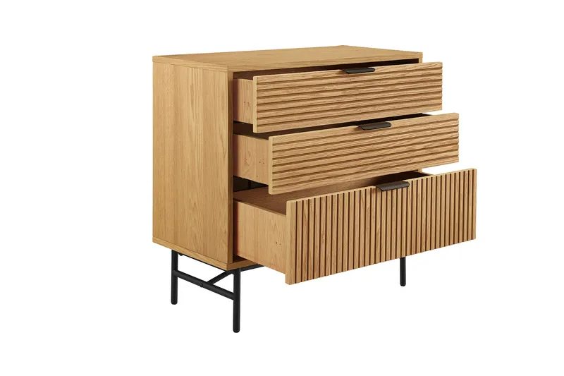Kommode 80 cm mit Eiche-Echtholzfurnier, Ansicht 3