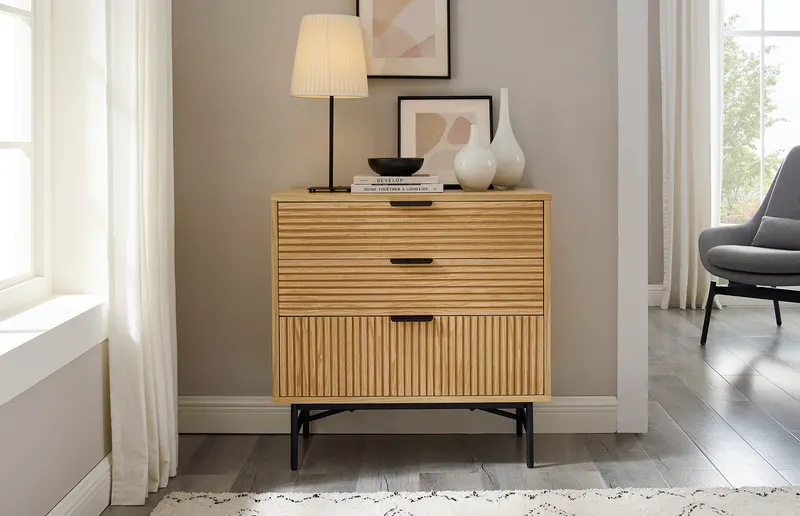 Kommode 80 cm mit Eiche-Echtholzfurnier, Ansicht 8