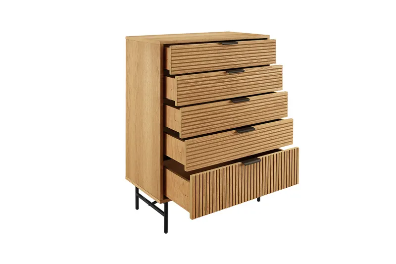 Kommode hoch 80 cm Eiche Echtholzfurnier, Ansicht 3