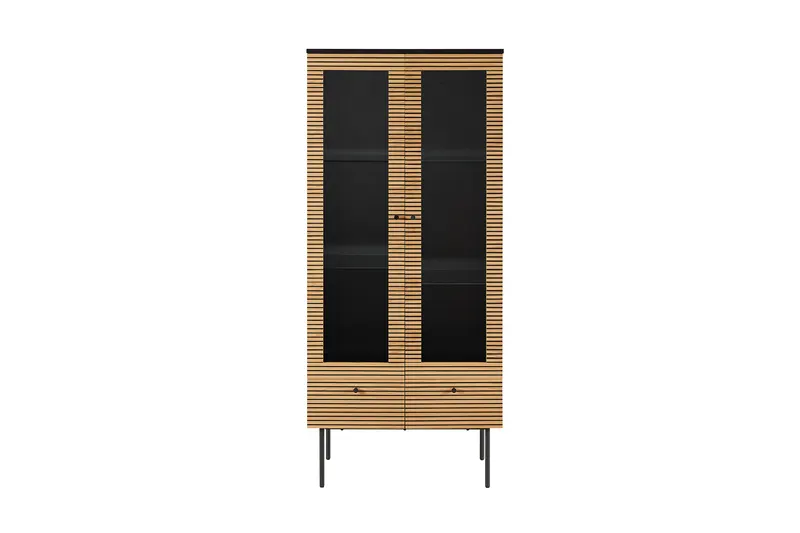 Vitrine 2-türig Eiche Echtholzfurnier, Ansicht 1