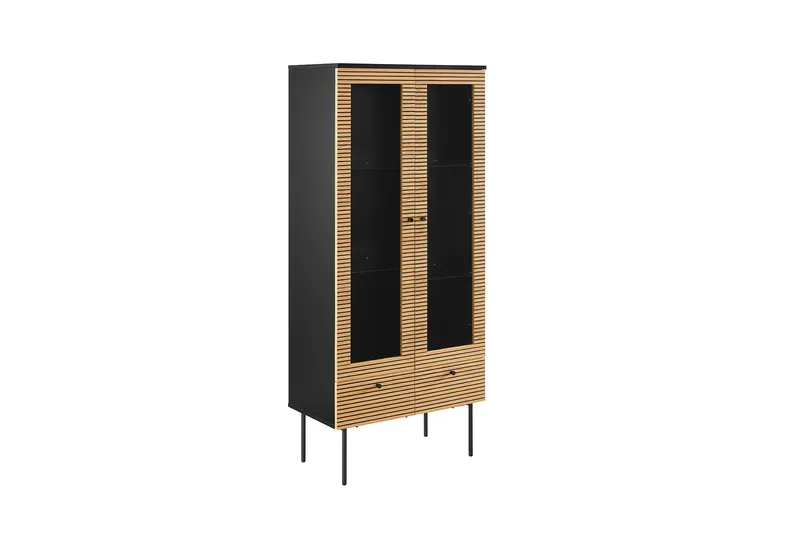 Vitrine 2-türig Eiche Echtholzfurnier, Ansicht 2