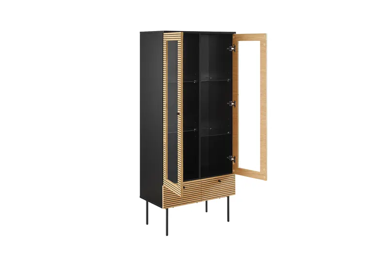 Vitrine 2-türig Eiche Echtholzfurnier, Ansicht 3