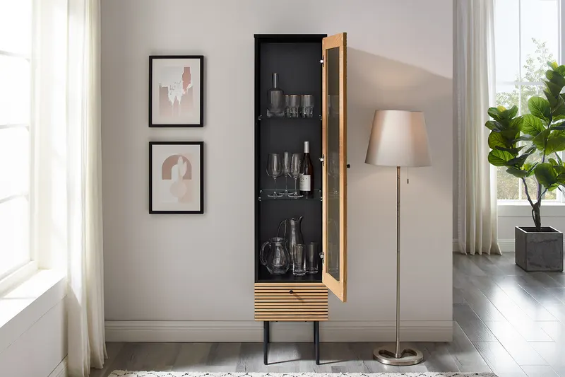 Vitrine 1-türig Eiche Echtholzfurnier, Ansicht 9