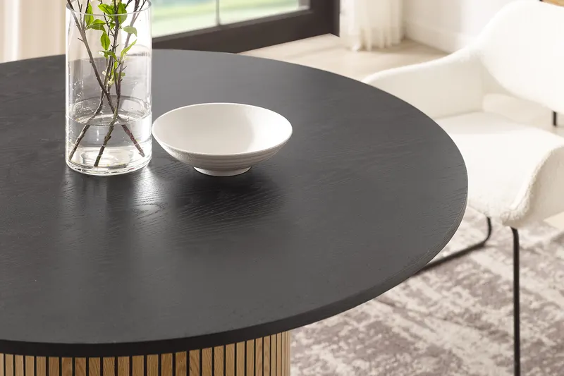 Esstisch Ø 120 cm, Eichefurnier und Schwarz, Ansicht 13