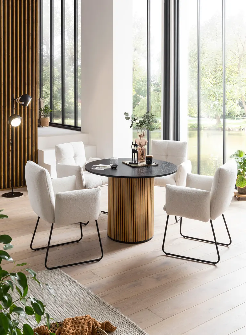 Esstisch Ø 120 cm, Eichefurnier und Schwarz, Ansicht 18