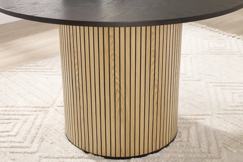 Esstisch Ø 120 cm, Eichefurnier und Schwarz, Ansicht 5