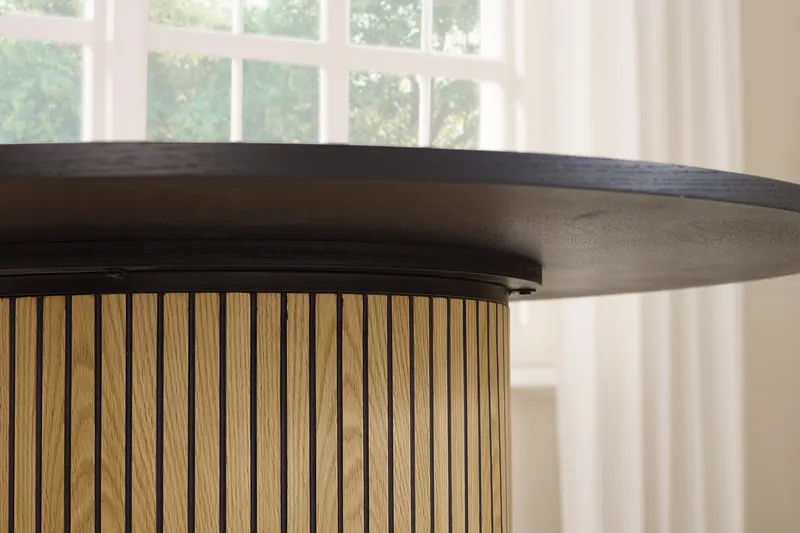 Esstisch Ø 120 cm, Eichefurnier und Schwarz, Ansicht 9