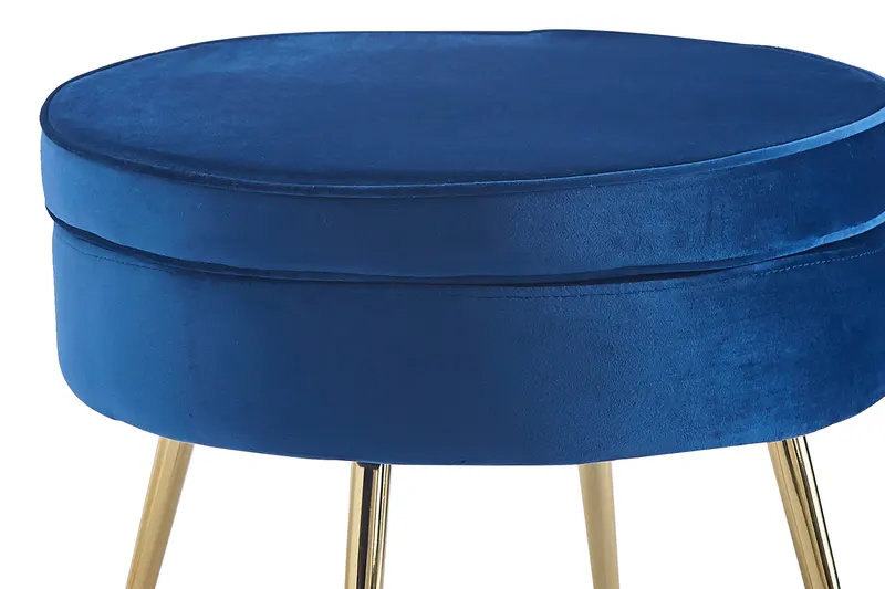 Sitzpouf rund aus Samt Dunkelblau, Ansicht 2