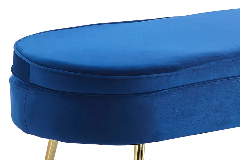 Sitzpouf oval aus Samt Dunkelblau, Ansicht 2