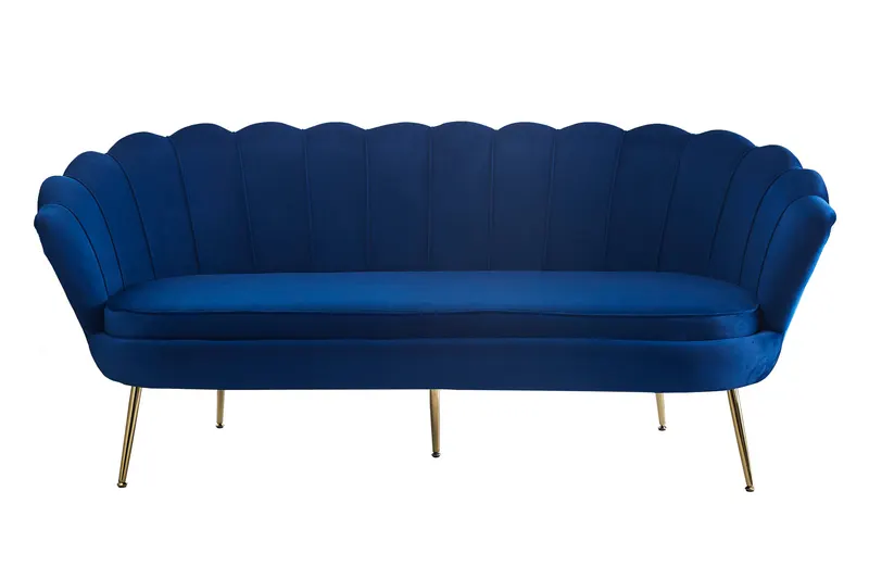 Muschelsofa 3-Sitzer aus Samt, Dunkelblau, Ansicht 1
