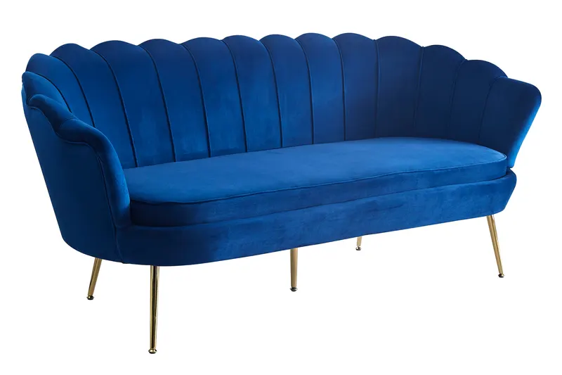 Muschelsofa 3-Sitzer aus Samt, Dunkelblau, Ansicht 2