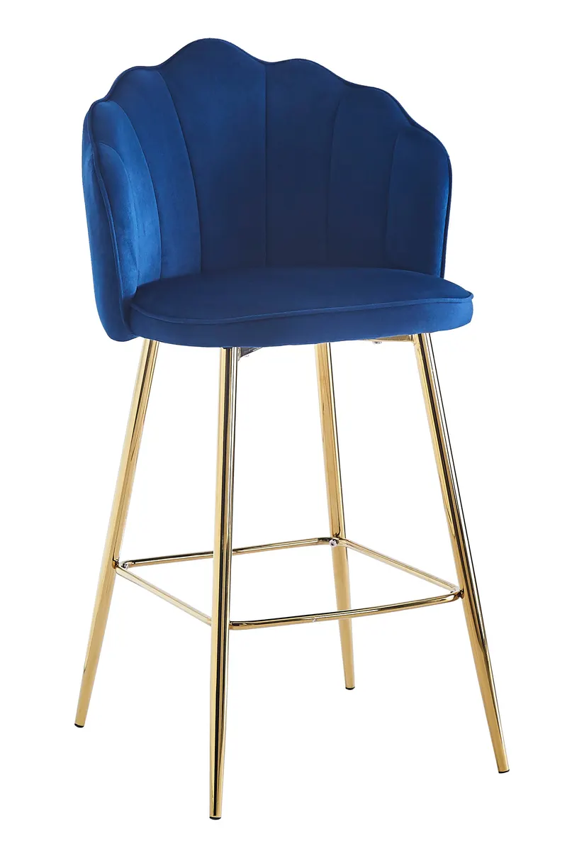 Arielle Barhocker Muscheldesign, 2er-Set, Samt Dunkelblau, Dunkelblau, Gold
