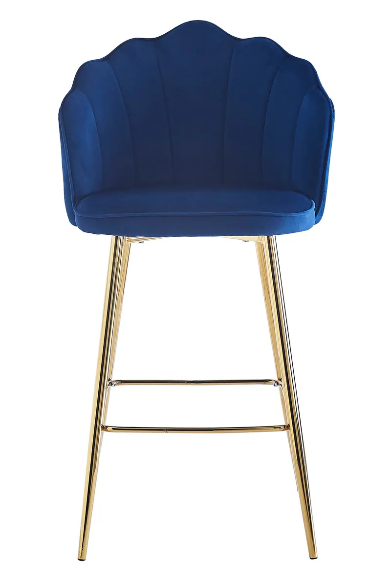 Barhocker Muscheldesign, 2er-Set, Samt Dunkelblau, Ansicht 2