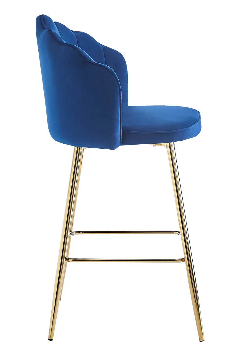 Barhocker Muscheldesign, 2er-Set, Samt Dunkelblau, Ansicht 3