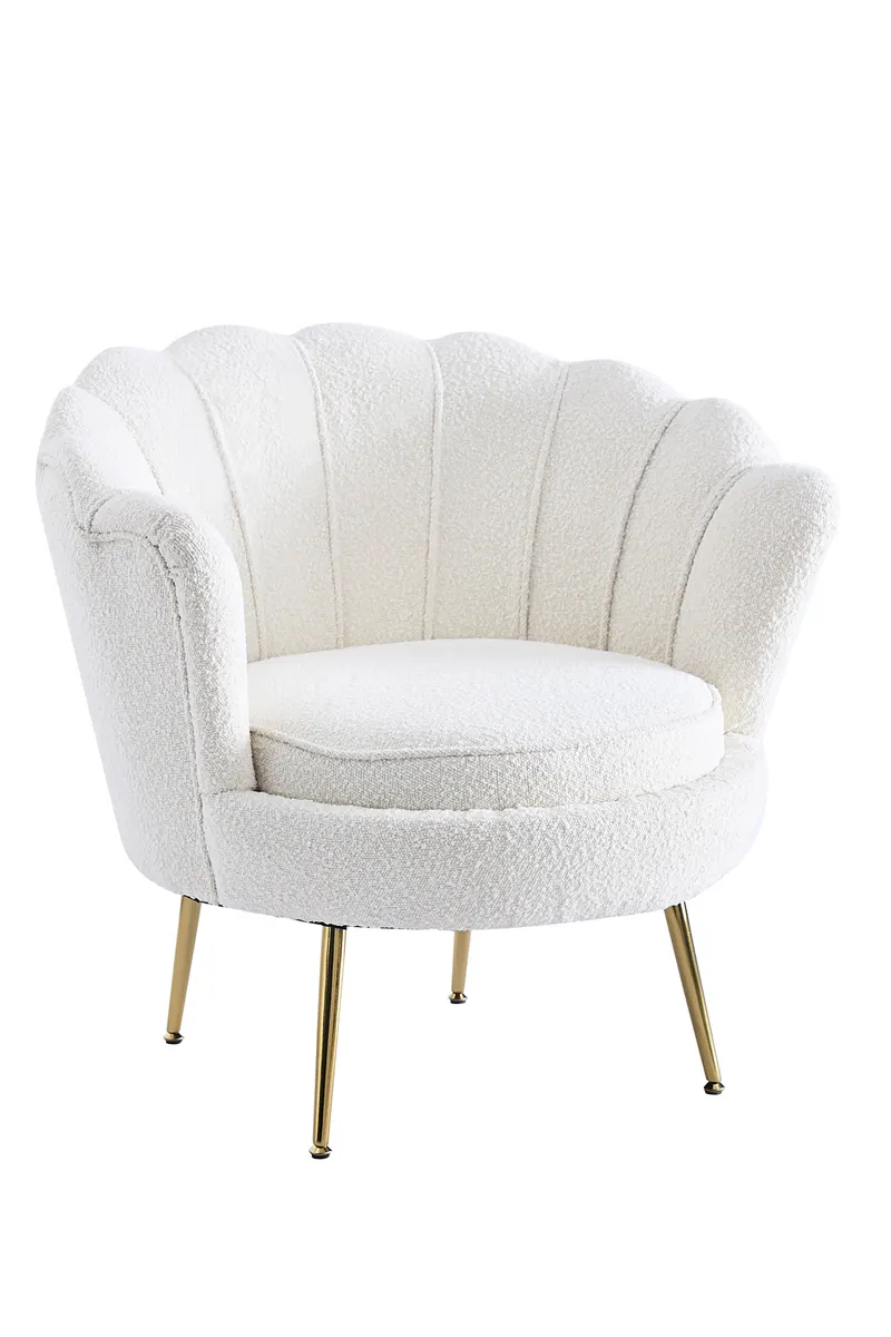 Muschelsessel mit Bouclé-Stoff, Beige/Gold, Ansicht 2