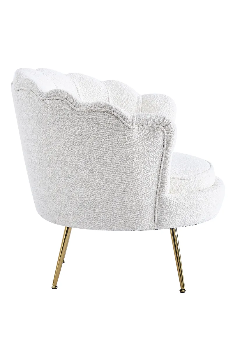 Muschelsessel mit Bouclé-Stoff, Beige/Gold, Ansicht 3