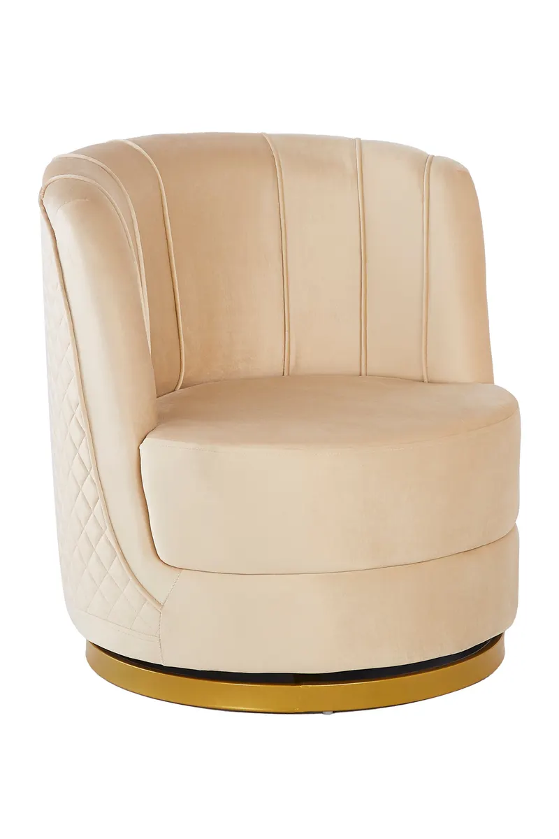 Drehsessel aus Samt, Beige/Gold, Ansicht 2