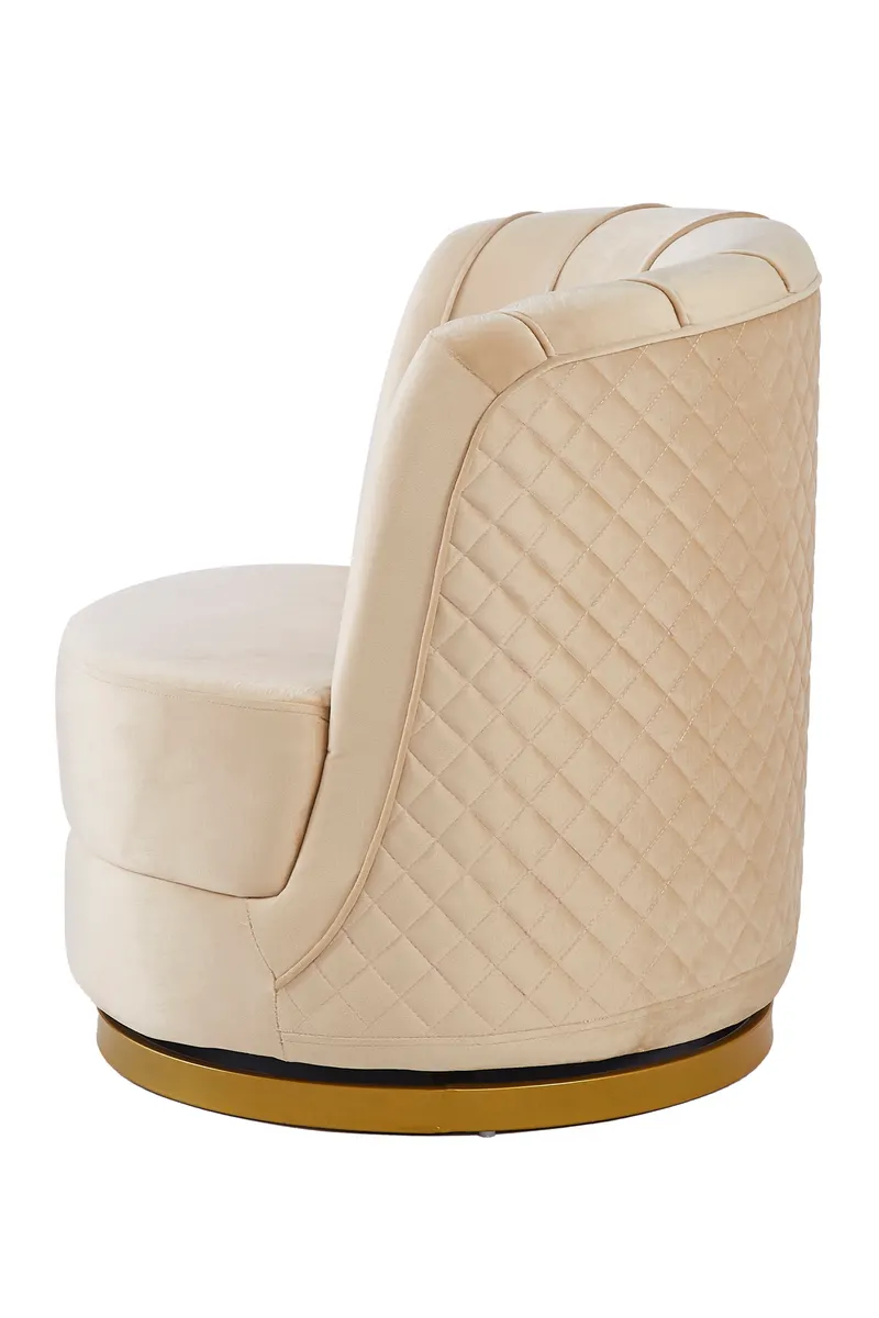 Drehsessel aus Samt, Beige/Gold, Ansicht 3