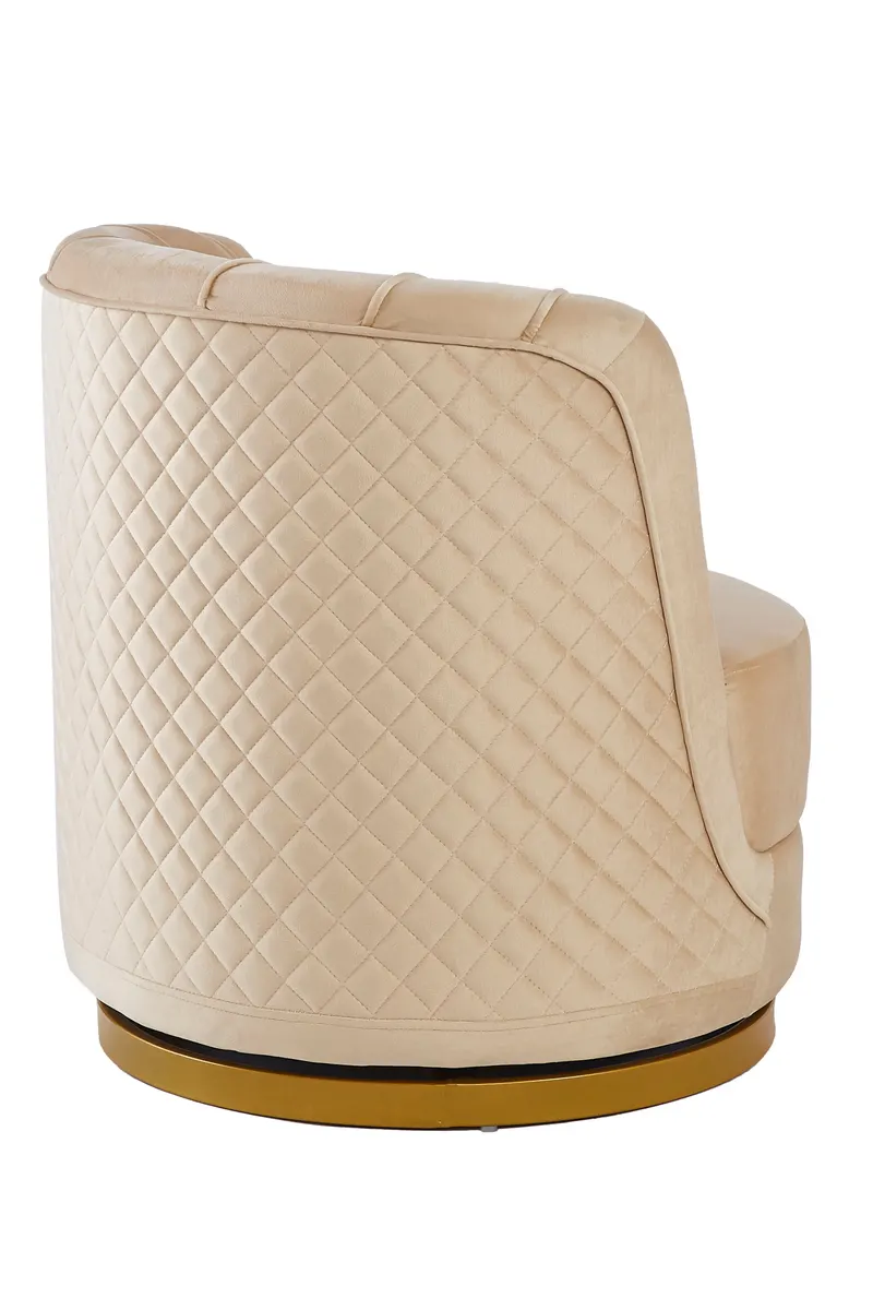 Drehsessel aus Samt, Beige/Gold, Ansicht 4