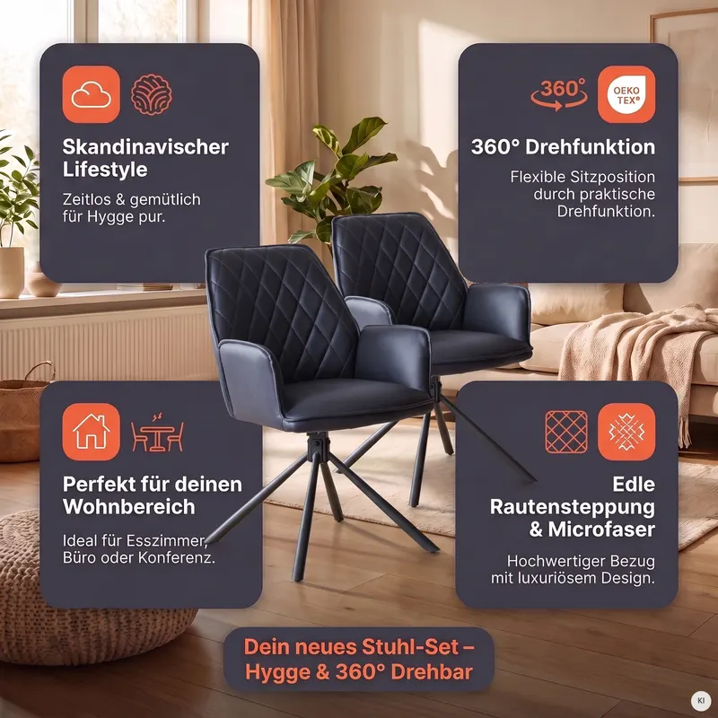 Armlehnstuhl, dunkelblau, 2er-Set mit Drehfunktion, Ansicht 8