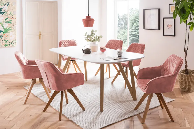 Esstisch 180 × 90 × 76 cm, weiß und Eiche, Ansicht 10
