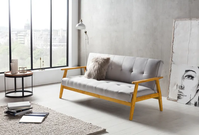 Schlafsofa 190 × 85 × 81 cm, hellgrau, Ansicht 4