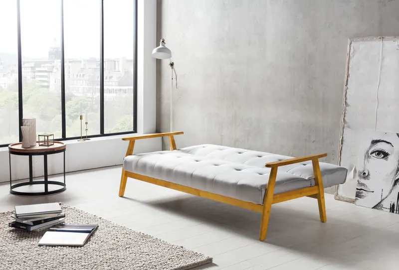 Schlafsofa 190 × 85 × 81 cm, hellgrau, Ansicht 6