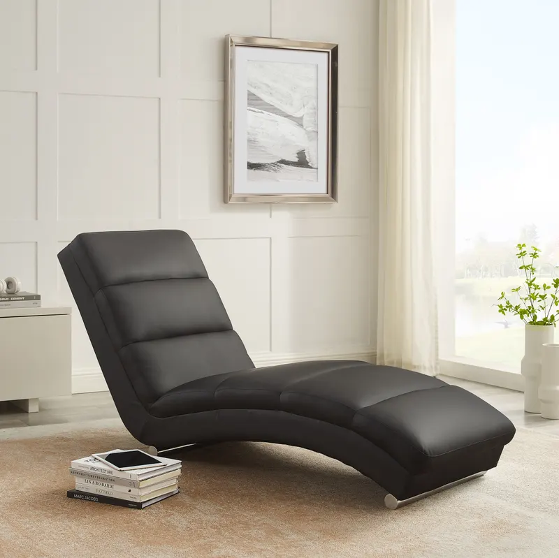 Relaxliege, schwarz in Kunstleder-Optik, Ansicht 6